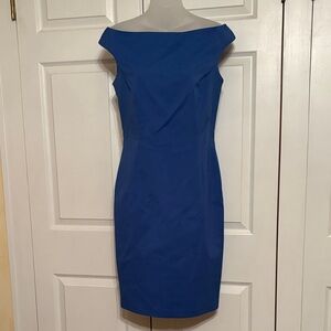 Laundry By Shelli Segal Bateau Neck Blue Dress
